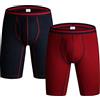 Jamron Uomo Pacco da 2 Cotone Elasticizzato Boxer a Gamba Lunga Biancheria Intima Sportivo con Aperto Davanti Borgogna & Blu Marino L