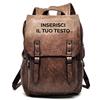 PR Service PRS - Zaino Personalizzato - Casual Eco Pelle da Uomo Donna Personalizzabile in ricamo con Nome Iniziali Numeri in RICAMO con Tasche Zip (Marrone)