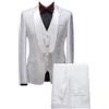 DAIHAN Abito Completo Uomo Slim Fit Completo da Lavoro 3 Pezzi Risvolto Dentellato Giacca in Jacquard Tinta Unita Blazer Gilet e Pantaloni Abito Smoking da Sposo Viola XL