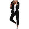 Modaworld Donna Tailleur Pantalone Completo Blazer A Maniche Lunghe+Pantaloni Ufficio Giacche da Abito in Due Pezzi Set per Matrimoni E Feste