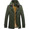 WanYangg Trench per Uomo, Signori Ragazzi Addensare Slim Fit Classico Cappotto Trench-Coat Giacca A Vento Soprabito più Velluto Caldo Giacconi Invernali Giubbotti Giacche Giubbino Verde Militare L
