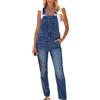 Generic Salopette da donna jeans lunghi - Salopette da donna, jeans baggy, pantaloni cargo vintage, oversize, pantaloni estivi, pantaloni da lavoro, pantaloni da lavoro, pantaloni larghi, Blu, S