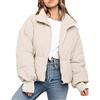 CCOOfhhc Piumino da donna, leggero, invernale, sottile, leggero, caldo, con colletto alto, giacca trapuntata, giacca invernale corta, giacca per mezza stagione, con chiusura lampo, verde militare, L