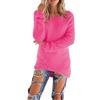 Kabxryaclo Maglione da donna in mohair lavorato a maglia a maniche lunghe con scollo rotondo, Fucsia, 44-46