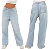 Generic Pantaloni cargo da donna Y2K Bagg: Boyfriend Jeans da donna, a vita alta, per il tempo libero, con gamba larga, pantaloni estivi larghi, stile vintage, Azzurro, L