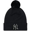 New Era New York Yankees MLB Navy Infill Cuff Bobble Beanie Hat, Nero , Taglia unica