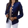 HHMY Felpa da donna - Elegante cappotto con abbottonatura Military Coat Casual Blazer colletto alto business ufficio giacche Slim Fit Blazer cappotto da M a 3XL, bianco, L