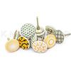 KNOBSWORLD Xfer - Set di 10 pomelli in ceramica a forma di fiore, stile vintage, colore: oro e giallo