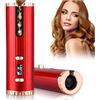 HMEDA Ferro Arricciacapelli Automatico Intelligente,Ferro Arricciacapelli Intelligente con Display LCD, Arricciacapelli Ricaricabile e Senza Fili, 6 Temperature Regolabile (Rosso)