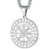 FaithHeart Collane Uomo Personalizzabile Stile Vichingo Ciondolo Runico Pendente Pentagramma/Bussola/Nodo Celtico/Yin Yang Gioielli Nordici Portafortuna per Uomini Ragazzi Catena 55+5cm