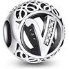 NINGAN 925 Charms dell'alfabeto in argento sterling A-Z Donna Bracciale Collana Ciondolo, Regalo di compleanno per la famiglia e gli amici