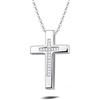 Carleen Croce Ciondolo Collana in Argento 925 con Gemma Sintetica Granato Ametista Smeraldo Rubino Peridoto Zaffiro Topazio Zirconia Opale Regalo Gioielli per Donna Ragazza - Catena Lunghezza: 40 + 5 cm
