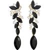 COOLSTEELANDBEYOND Art Deco Nozze Nuziali Sposa Festa Nero Strass Marquise Cluster Chandelier Lampadario Lunga Statement Dichiarazione Orecchini