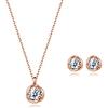 immobird Collana Orecchini Donna Set in Argento Sterling 925 di Rosegold Rosa Fiore Ciondolo con Pietra Portafortuna 5A-Zirconi Per Festival Regalo