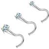 ZS 18K Oro Vero 20G Anelli al Naso per Donna Uomo, 1.5mm 2mm 3mm CZ Diamante Simulato, Solido 7mm Piercing Naso Gioielli per Il Corpo (Spirale,AB Bianco)