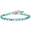 GAVU Bracciale da Uomo Acciaio Inox e Pietre Dure, Bracciale di Perline di Turchese Sintetico e Pepite Quadrate di Acciaio Inox da Uomo