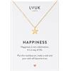 LUUK LIFESTYLE Collana stella con Ciondolo in Acciaio Inossidabile e Carta regalo HAPPINESS, Regali per Lei, Donna, Madre, Catenina in filigrana, Portafortuna, Gioiello Elegante, Oro (50cm c.)