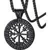 FaithHeart Bussola Vichinga Collana Runica Ciondolo Traforato Misteriose Rune Vichinghe Collana Uomo Acciaio Rune Cultura Vichinga in Argento Nero Oro Regalo