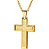 PROSTEEL Collana Crocifissa Uomo Pendente Croce Grande con Verso Bibbia, Catena Singapore Regolabile, Gioiello Religioso Cattolico, Acciaio INOX Placcato Oro 18K, con Confezione, Oro