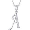 Morella Collana donna argento con ciondolo lettera A argento 925 rodinato con zirconi bianchi 45 cm