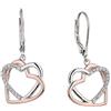 JO WISDOM Orecchini Cuore Argento 925 Donna con 3A Zirconi con con bicolore placcato, placcato in oro bianco e placcato in oro rosa