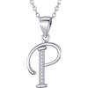 Morella Collana donna argento con ciondolo lettera P argento 925 rodinato con zirconi bianchi 45 cm