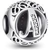 NINGAN 925 Charms dell'alfabeto in argento sterling A-Z Donna Bracciale Collana Ciondolo, Regalo di compleanno per la famiglia e gli amici