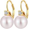 Jiahanzb Orecchini Perle Donna in Argento Sterling 925 Orecchini Perle Pendenti Ipoallergenici Bianco Perla Gioielli Regali da Donna Leverback Placcato Oro