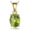 JewelryPalace Collana Solitario Donna Argento 925 con Naturale Peridoto Verde, Collana Dorata Ciondolo Pietra a Taglio Ovale in Oro con Catena 45cm, Collane Pendenti Set Gioielli Donna