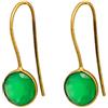 Vurmashop Orecchini pendenti con Onice Verde Naturale - Cerchi in ottone placcato Oro 18K per donna - Gioielli minimalisti e leggeri fatti a mano