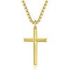 FANCIME Collana Croce Ciondolo in argento Sterling 925 Placcato Oro con Catena in Acciaio Inossidabile 60cm per Uomo Ragazzi