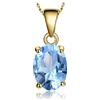 JewelryPalace Collana Solitario Donna Argento 925 con Naturale Topazio Azzurro, Collana Dorata Ciondolo Pietra a Taglio Ovale in Oro con Catena 45cm, Collane Pendenti Set Gioielli Donna