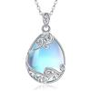 YAFEINI Collana con Ciondolo in Filigrana con Catena in Argento Sterling 925 con Pietre di Luna per Donne e Ragazze (A-Collana in filigrana di pietra di luna)
