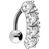 PIERCINGLINE Piercing per ombelico in titanio, stendardo di cristallo, argento 925, piercing Bananabell a banana, selezione colori, 10 mm, Cristallo