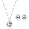 immobird Collana Orecchini Donna Set in Argento Sterling 925 di Rosa Fiore Ciondolo con Pietra Portafortuna Per Festival Regalo