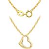 CARISSIMA Ciondolo cuore scorrevole da 12 x 14 mm da donna in oro giallo 9 ct su catena twist curb diamantata da 0,9 mm, 41 cm