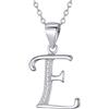 Morella Collana donna argento con ciondolo lettera E argento 925 rodinato con zirconi bianchi 45 cm