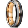 King Will Anello in carburo di tungsteno con anello in oro rosa, 8 mm, colore: nero e argento spazzolato, U 1/2(63.36mm), Tungsteno, Nessuna pietra preziosa