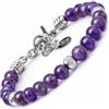 10:10 Bracciale Uomo Donna Ametista Naturale 6 mm - Beads in Acciaio Inox, Braccialetto Regolabile e Resistente all'Acqua - Idea Regalo, Made in Italy