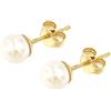 forme di Lucchetta - Orecchini Perle Donna Oro 18k Vero - Perla Coltivata Bianca Rotonda d'Acqua Dolce, Confezione Regalo Donna 5.5/6mm