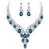 Clearine Matrimonio Sposa Jewellery Set Goccia Strass Cluster Statement Collana Orecchini Pendenti Costume per Donne Blu Topazio Argento-Fondo