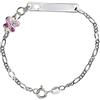 Aka Gioielli® - Bracciale Targhetta Identificativa Bambina Argento 925 con Farfalla Smaltata Rosa, Idea Regalo
