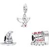 HAEPIAR Ciondolo in argento Sterling 925 Charm Bead con bracciale e collane da donna europea, Cappello Birdie Train Pack of 3 segno con 5A Zircon per le donne perline