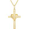 FANCIME Collana con Pendente Croce in argento Sterling 925 placcato in oro giallo a forma di cuore, Regalo di Gioielli per Donna Ragazza, lunghezza della catena: 40 cm + 5 cm