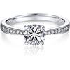 MomentWish Anelli Donna, 1 Carato Moissanite Diamante Anello argento 925, Anello Promessa Argento/Oro rosa Fedi Donna Fidanzamento, con Certificato Gra Dimensione 60
