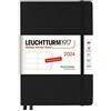 LEUCHTTURM1917 367621 - Agenda settimanale 2024, formato A5, con quaderno extra per indirizzi e anniversari, nero, tedesco, 12 mesi