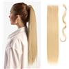 TESS Coda Capelli Extension 60 cm, Coda Finta Capelli Liscio Biondo dorato e biondo platino (#86/613) Coda Capelli 90g Code Finte per Capelli