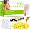 Milukon Nose Wax Kit di cera per la rimozione dei peli del naso per uomini e donne con 50 g di cera, 20 applicatori con punta sicura, 10 contenitori e 8 modelli per baffi