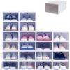 Bazargame Scatola per scarpe, 20 pezzi, trasparente, impilabile, in plastica, cassetto, colore: bianco