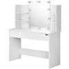 Casaria® Tavolo Trucco Lucia con Illuminazione LED 140x110x40 Specchio Make Up Toeletta in Legno Bianco